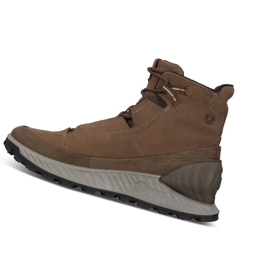 Men's Ecco Exostrike Mid Outdoor Boots Coffee / Brown | Canada 441FDN